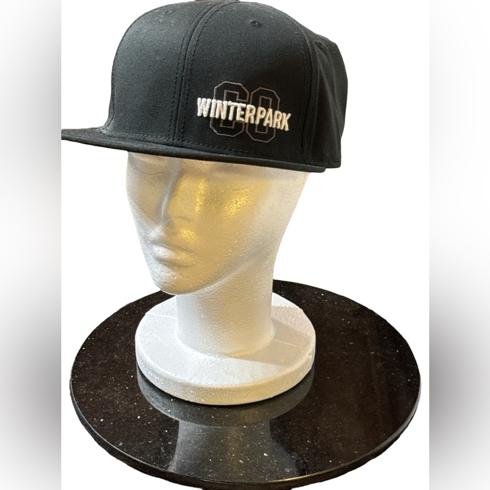 Flat bill Snap back Hat, Ouray Hat Company, Black, Winter Park, CO, Adjustable,
